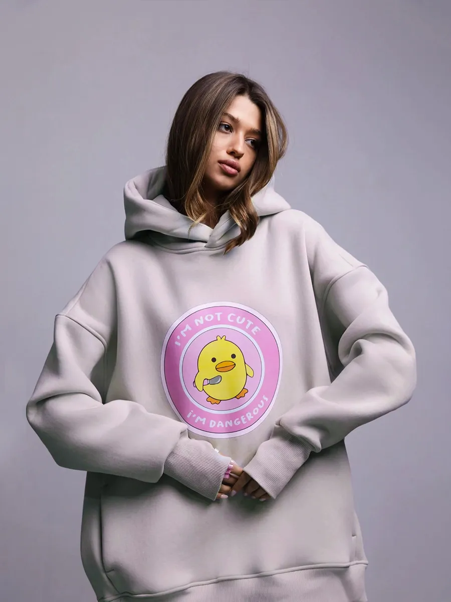 Cute Ladies Hoodies: Duck Print Womens Sweatshirt, Soft Fleece - Main Image