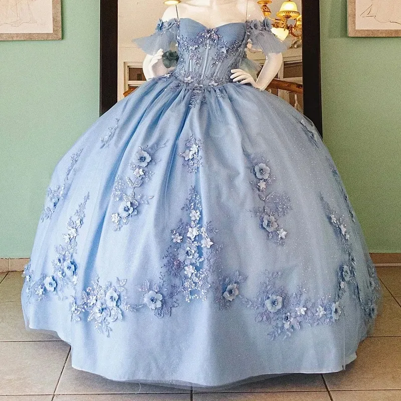 blue dress and brown boots Pale Blue A-line Satin Off Shoulders Long Prom Dress main image 0
