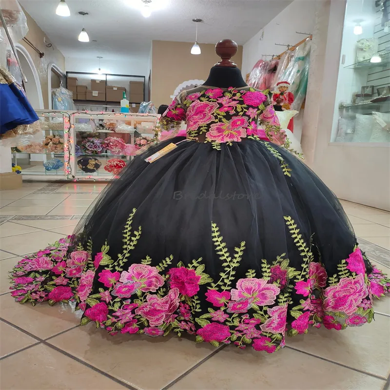 Princess Style Black Flower Girl Dress: Perfect For Fiesta