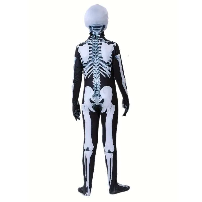 Scary Skeleton Costume For Kids - Halloween Jumpsuit With Face Mask For Boys & Girls - View #7