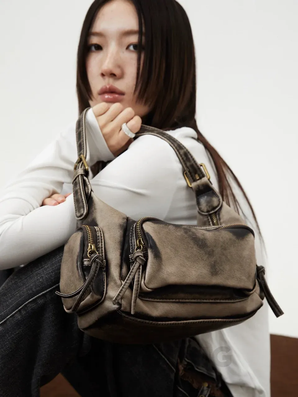 全国送料無料ギフト DHgate.com:Black Vintage Denim Punk Shoulder Bag - Grunge バッグ