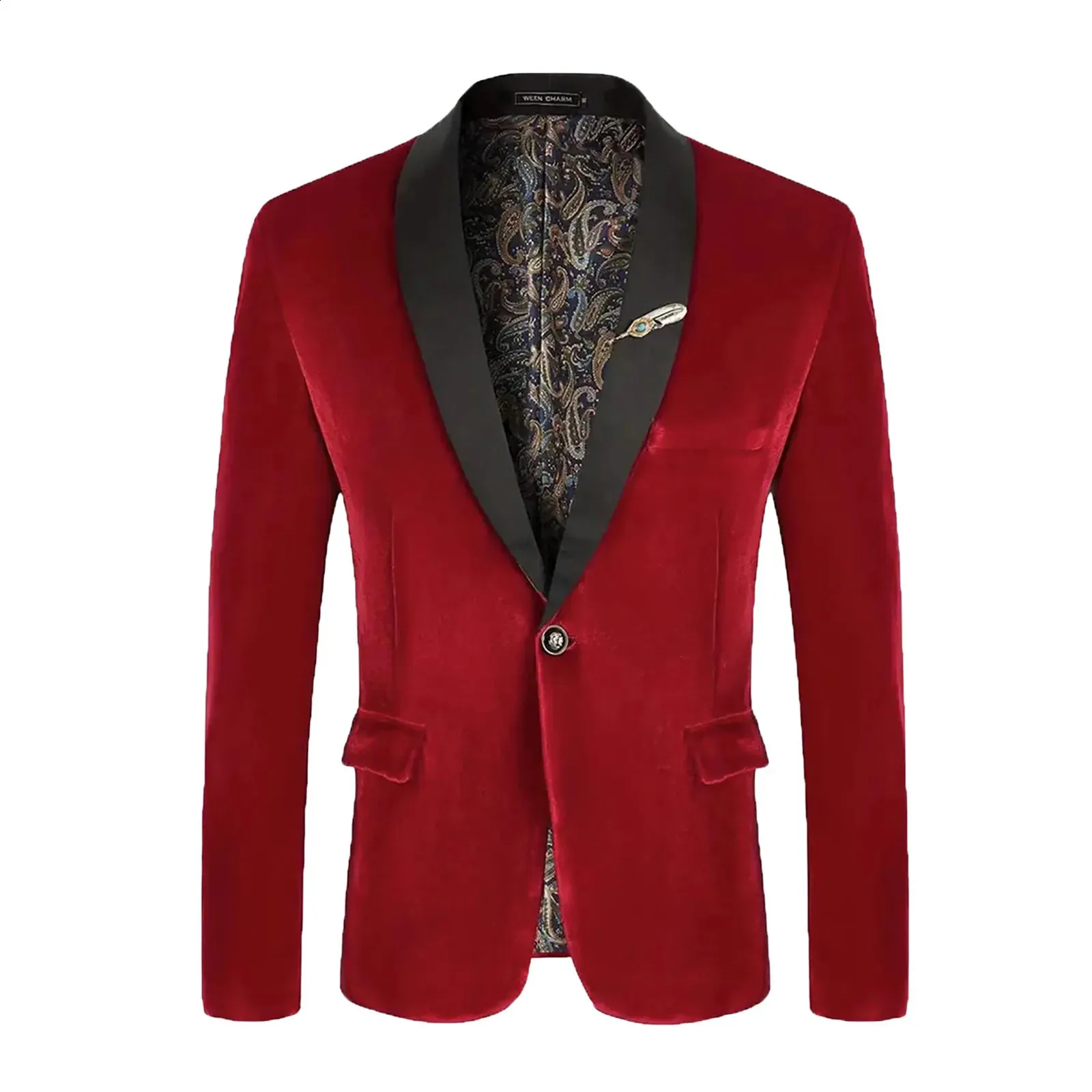 Blazer De Traje Rojo Para Hombre, Hombre De Terciopelo Negro, Traje De Un  Botón De Terciopelo Rojo Blazer Rojo Formal Para Hombres Atuendo De Boda De  Fiesta De 31,73 € | DHgate, image size:1600x1600