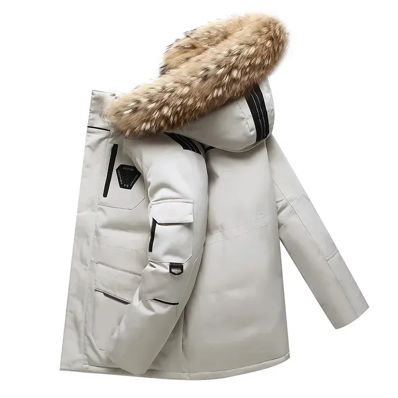 Mens 90% White Duck Down Inflatable Jacket with Detachable