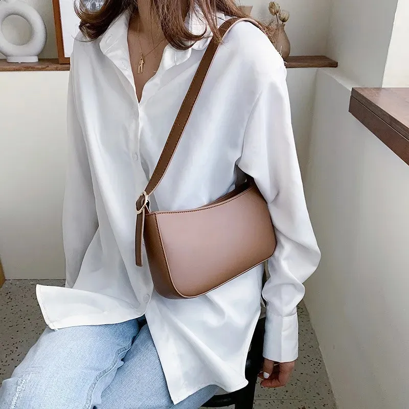Solid Color Small PU Leather Shoulder Bags For Women Fashion Simple Handbags And Purses Female Trend Chic Underarm Bag 240924 From 19 66 DHgate