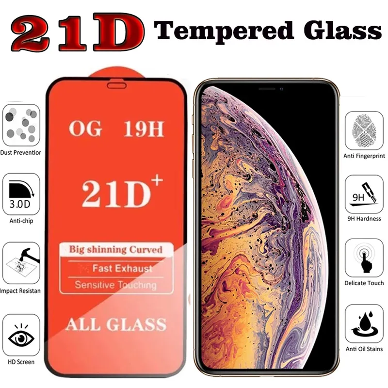 21D Tempered Glass Screen Protector Full Cover For iPhone 16 15 14 11 ...