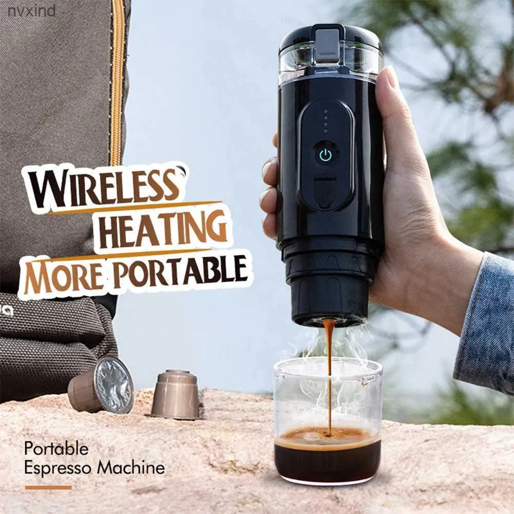 Coffee Makers Portable electric espresso machine cordless heating single service mini coffee machine 18Bar pressure pump automatic brewing y240930