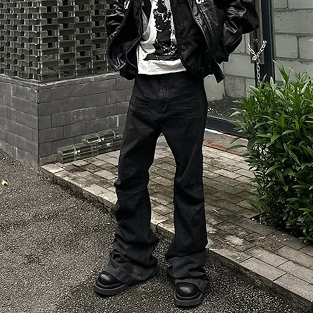Baggy Flared Jeans Men Black Men Black Jeans Fashion Designer Pant
