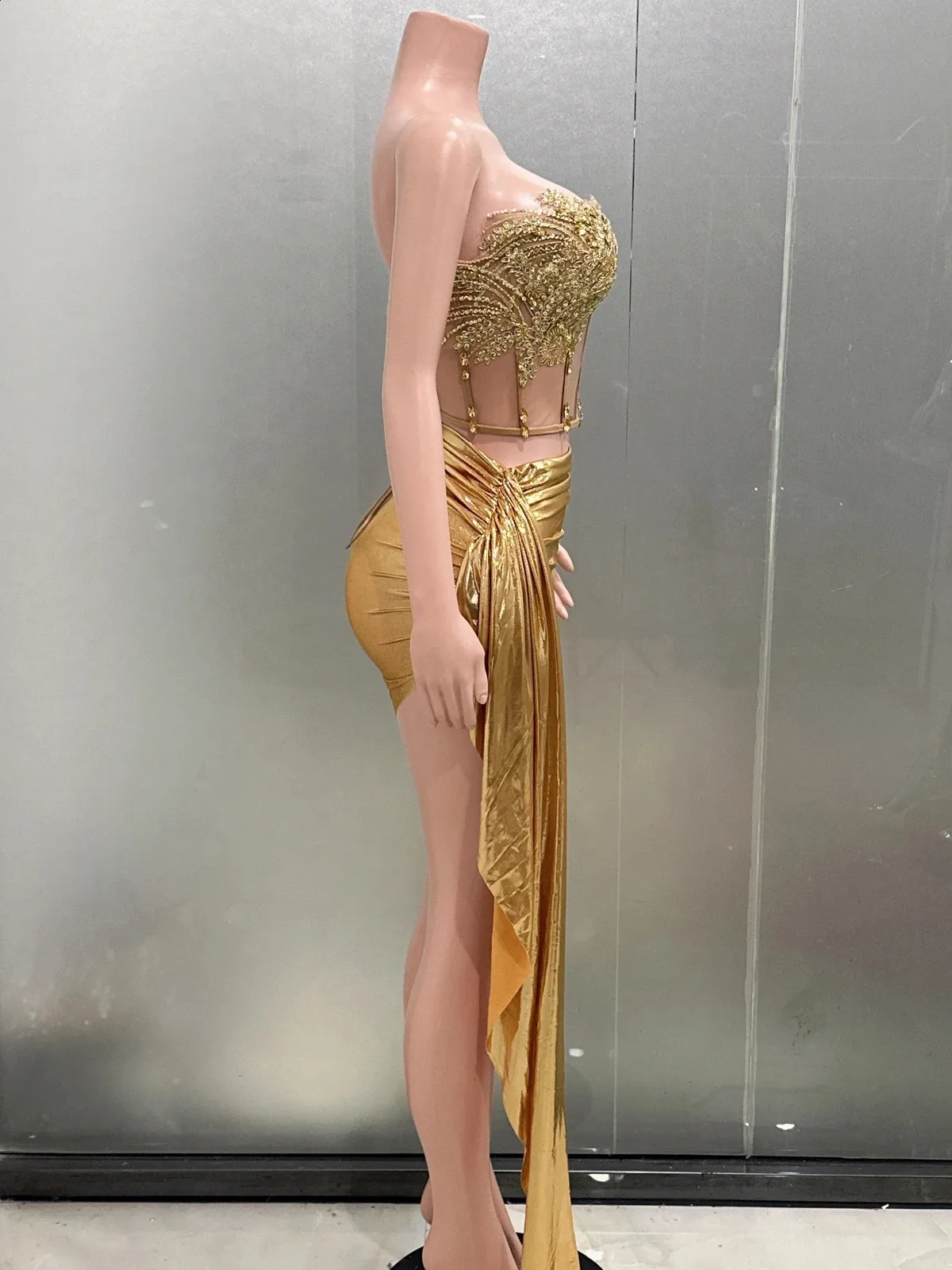 slim fit dress slacks Primavera Couture 14032 – Formal Dress Shops Gold / 18w main image 0