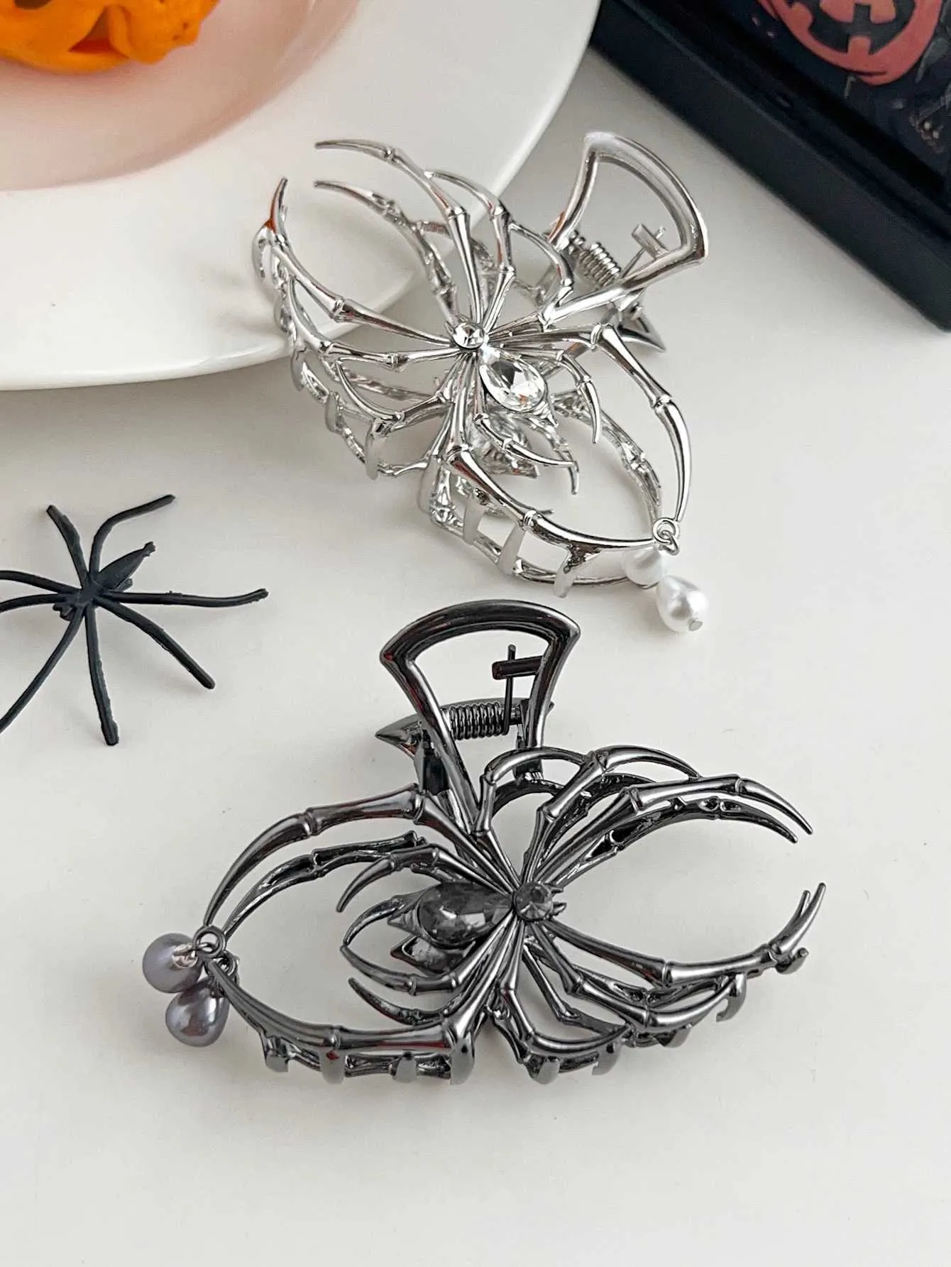 Of Silver Spider Female Hair Claw Clip Powerful Hair 