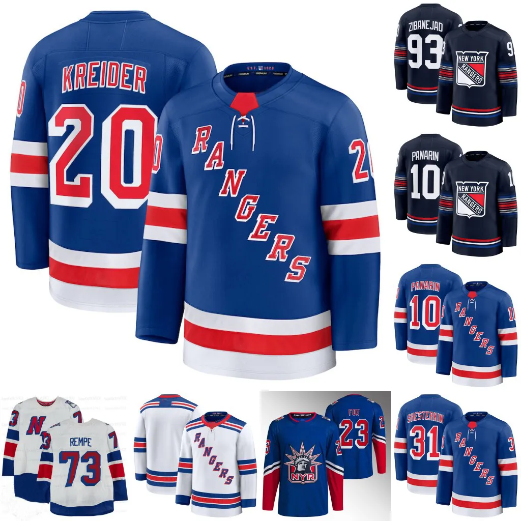 New York Rangers 2024 25 nhl hockey shirts featuring Matt Rempe Adam Fox Artemi Panarin Andre Miller Chris Kreider Mika Zibanejad Igor Shesterkin Reilly Smith and Alexis Lafreniere