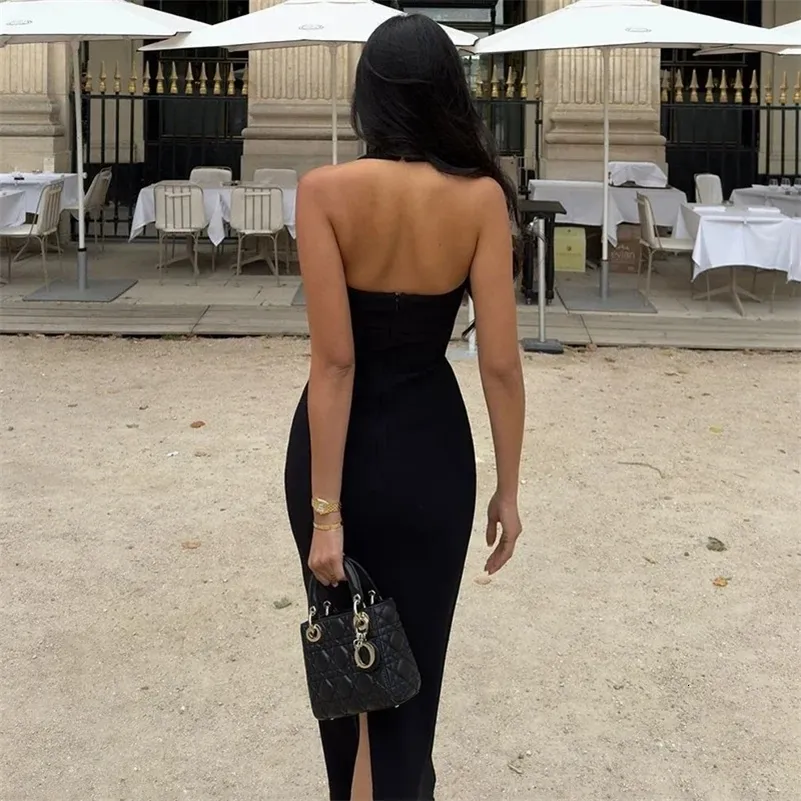 strapless open back dress One Shoulder Black Sequin Bodycon Mini Dress – Ohmollydress main image 0