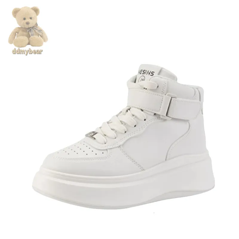 High Top White Sneakers: Soft Leather, Thick Sole, Versatile