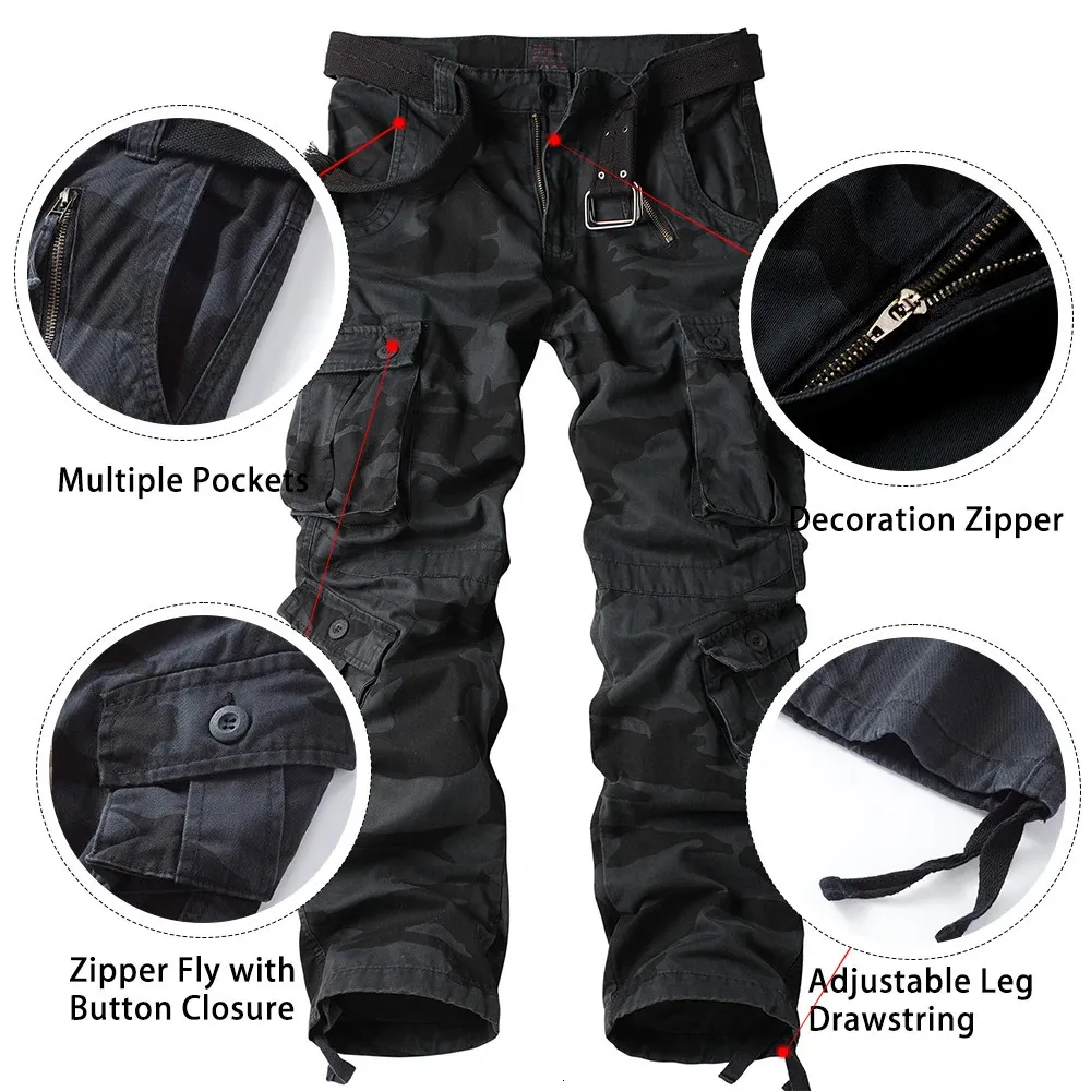 BIANGOD.US.STORE Men's Winter Fleece 6 Pockets Wild Cargo Pant Casual