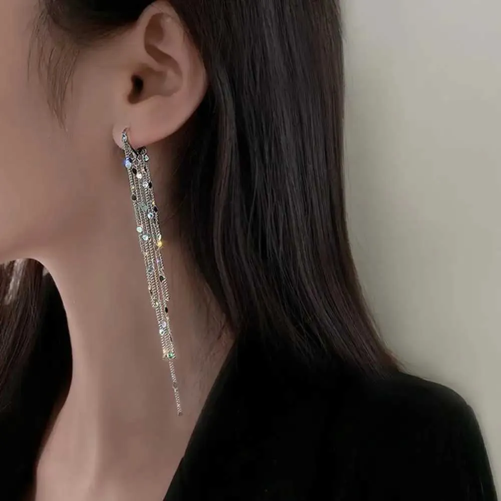 Korean Earrings: Long Thread Tassel Dangle Earrings For Women