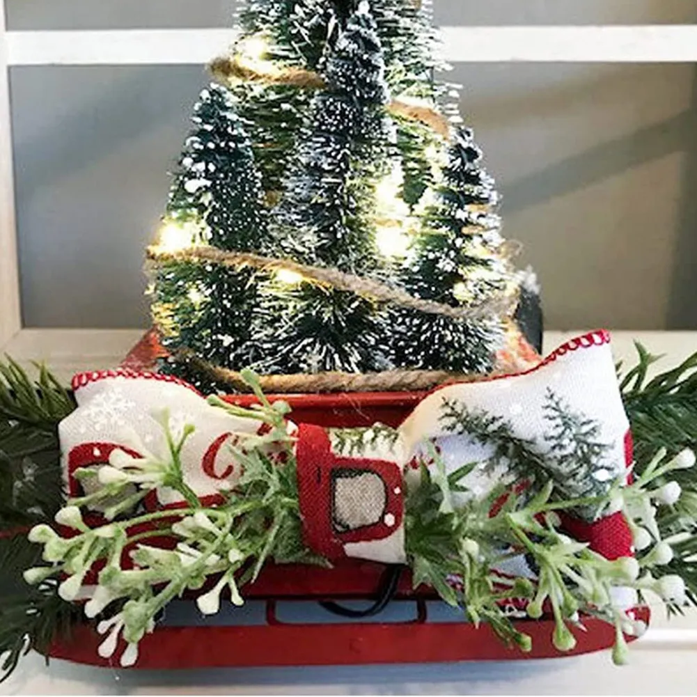 Waterproof Christmas Red Truck And Car Decor With Boy Resin