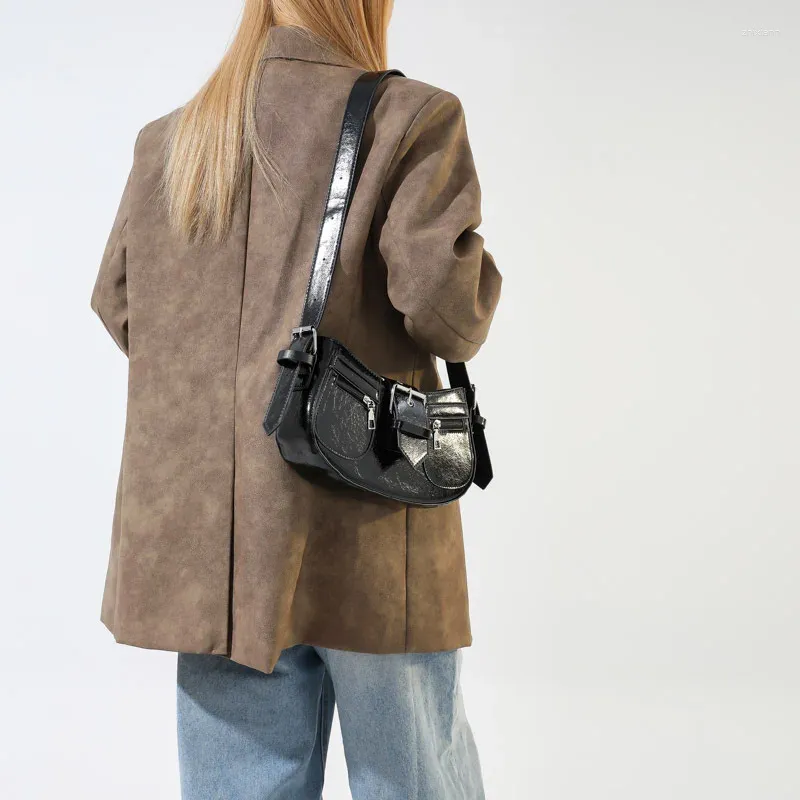 バッグ drawstring real leather sholder bag Y2K Chic Y2K Drawstring Handbag: Vintage Style Shoulder Bag