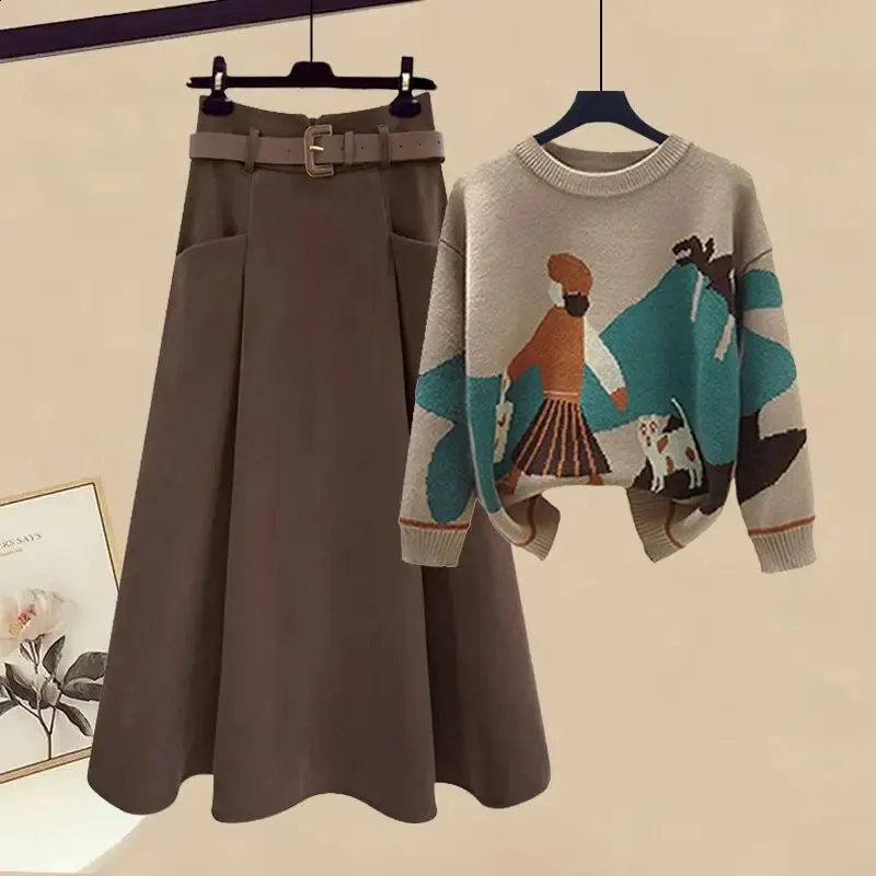 Save Big on Bulk Two Piece Sweater Skirt Set Sweater Skirt Sets: Korean  Clothing Womens Knitted Sweater Half Skirt Two Piece Set For  Autumn/Winter