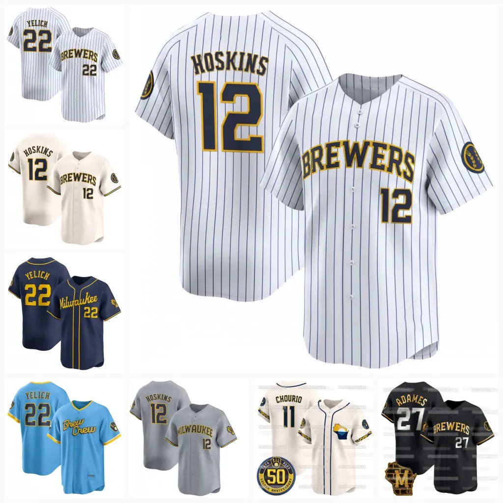 12 Rhys Hoskins Brewers 2025 Jerseys Jackson Chourio Brice Turang