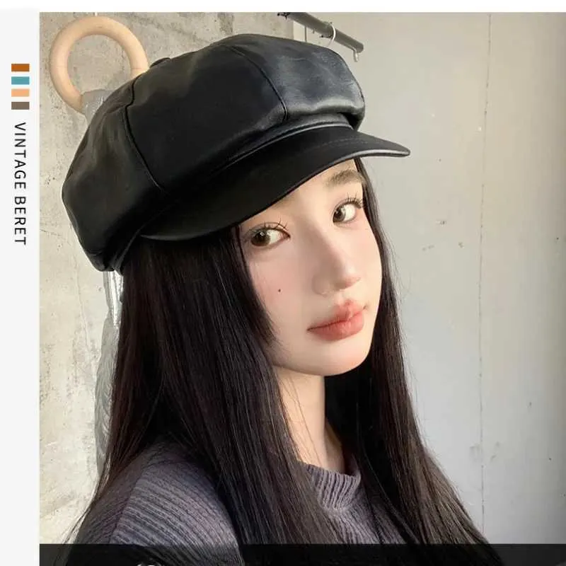 Autumn and winter British style student pumpkin beret with  display picture 3