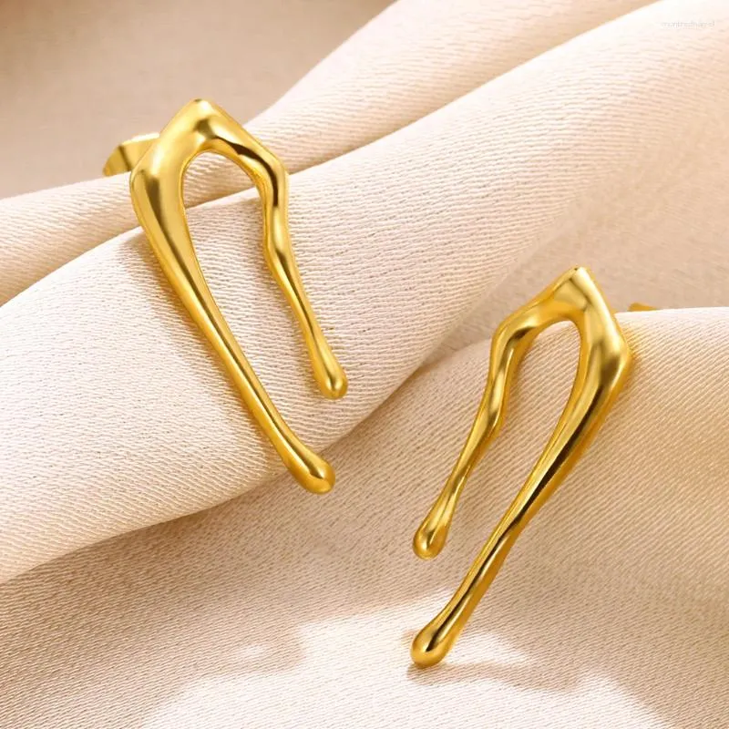 Y2K Geometric Stud Earrings 18K Gold Stainless Steel Hypoallergenic  Jewelry for Women, Trendy Personalized Earrings