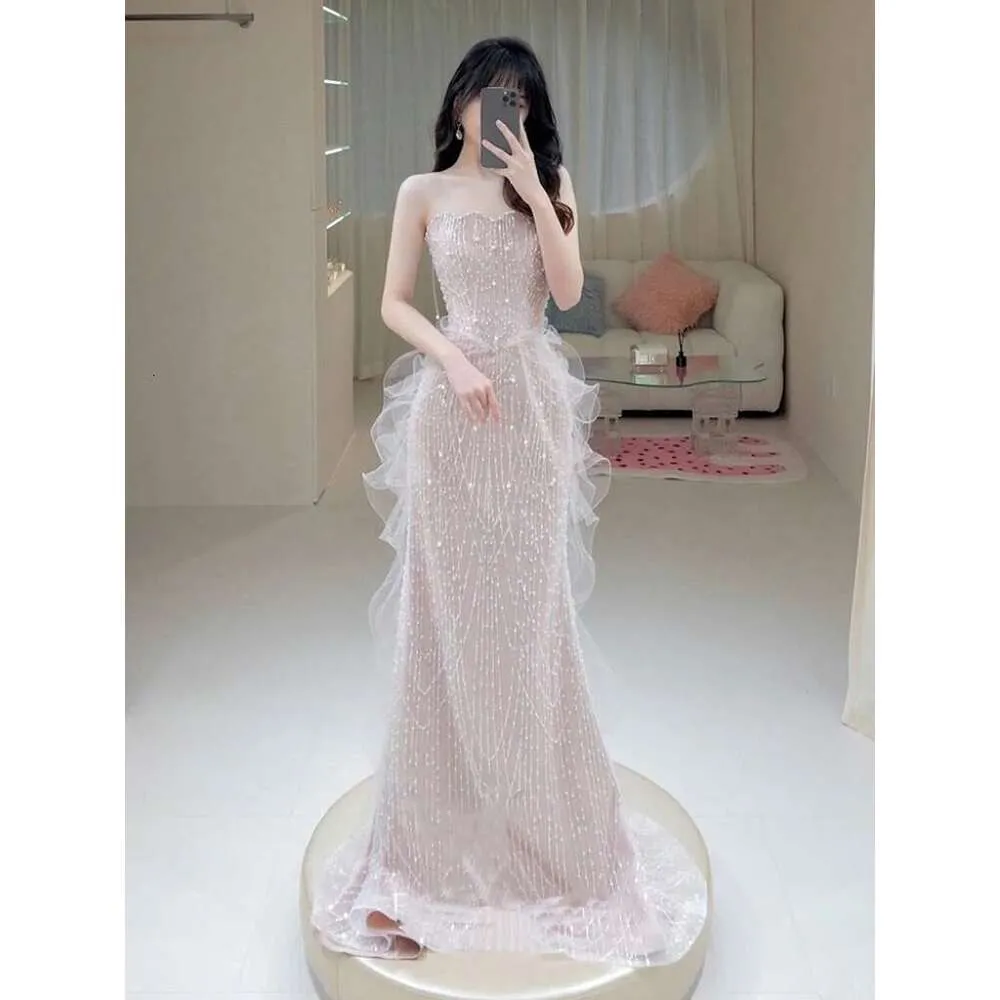 knee length dresses for ladies Strapless Mermaid Brocade Gown
