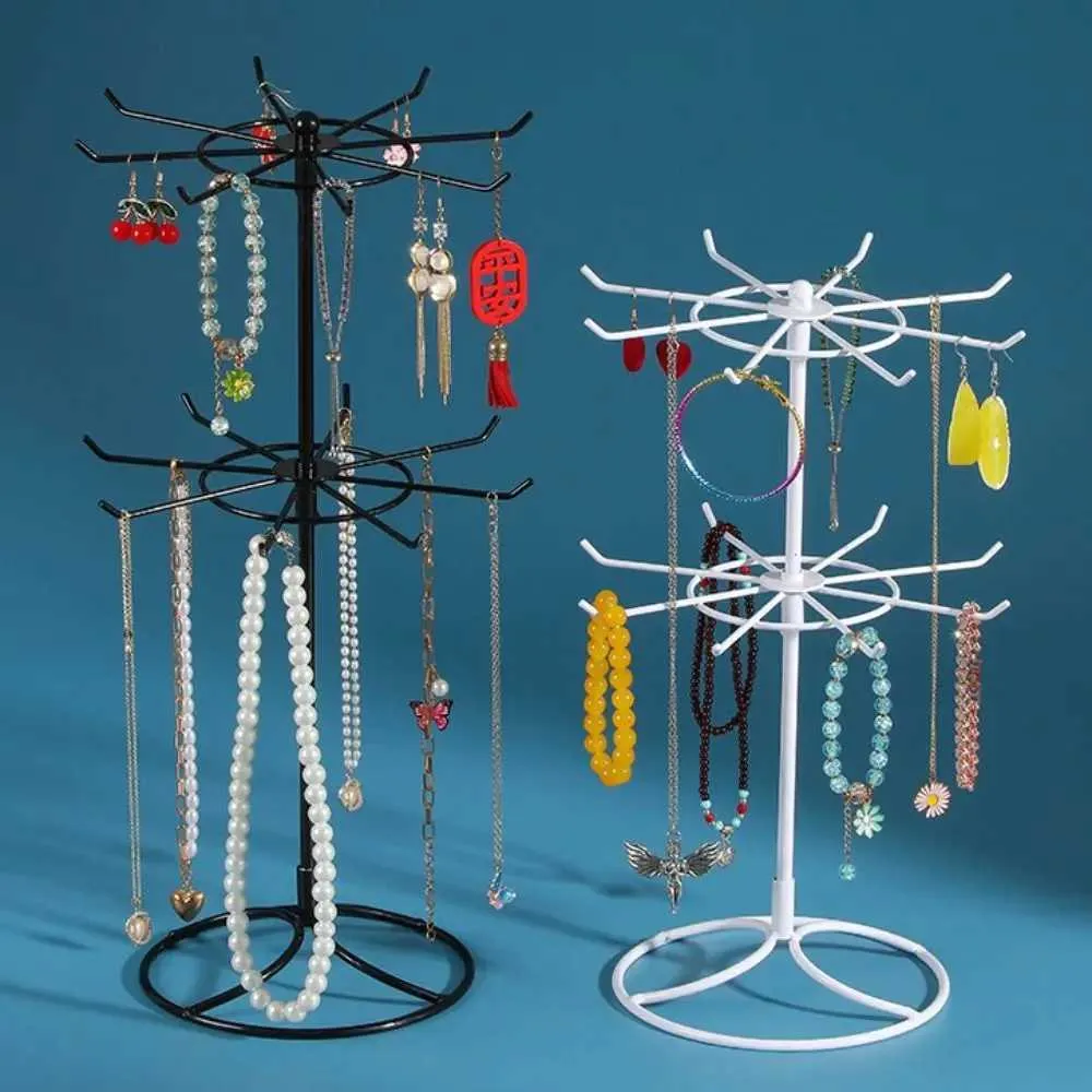 Metal Circular Jewelry Display Rack with 2 Layers for Keychains, Rings ...