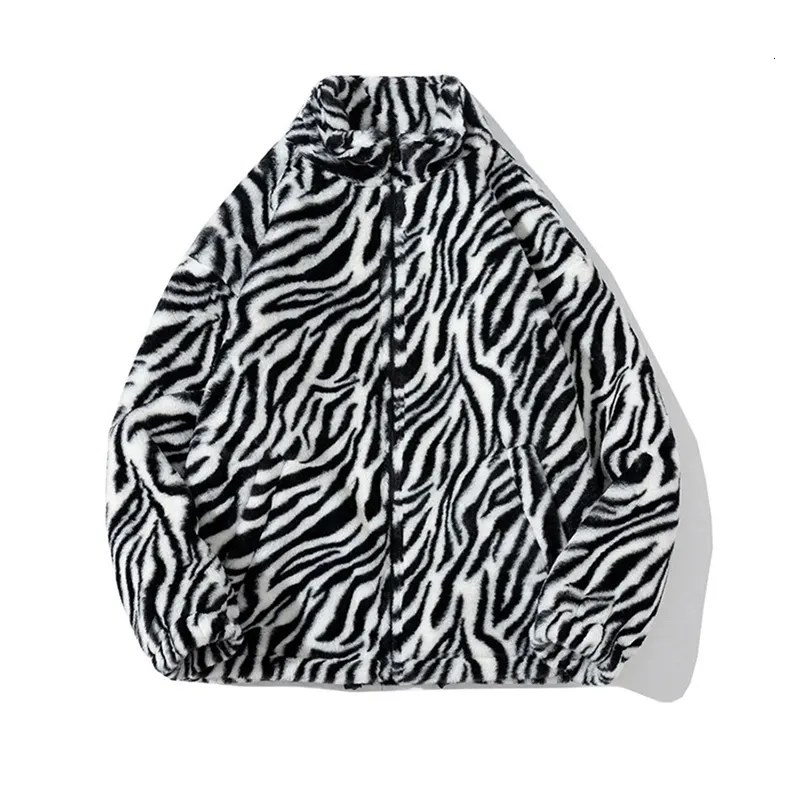 YASUGUOJI Mens Streetwear Winter Jackets Zebra Pattern, Stand 