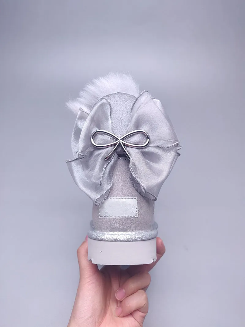 スノーフィート Womens Designer Diamond Snow Boots with Bowknot, Warm