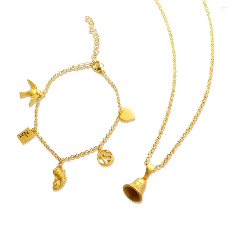 Collier et boucles d'oreilles ensemble JINHUI XIII cloche pour femmes en acier inoxydable parler maintenant hirondelle carpe bracelet à breloques mode chaîne bijoux en gros