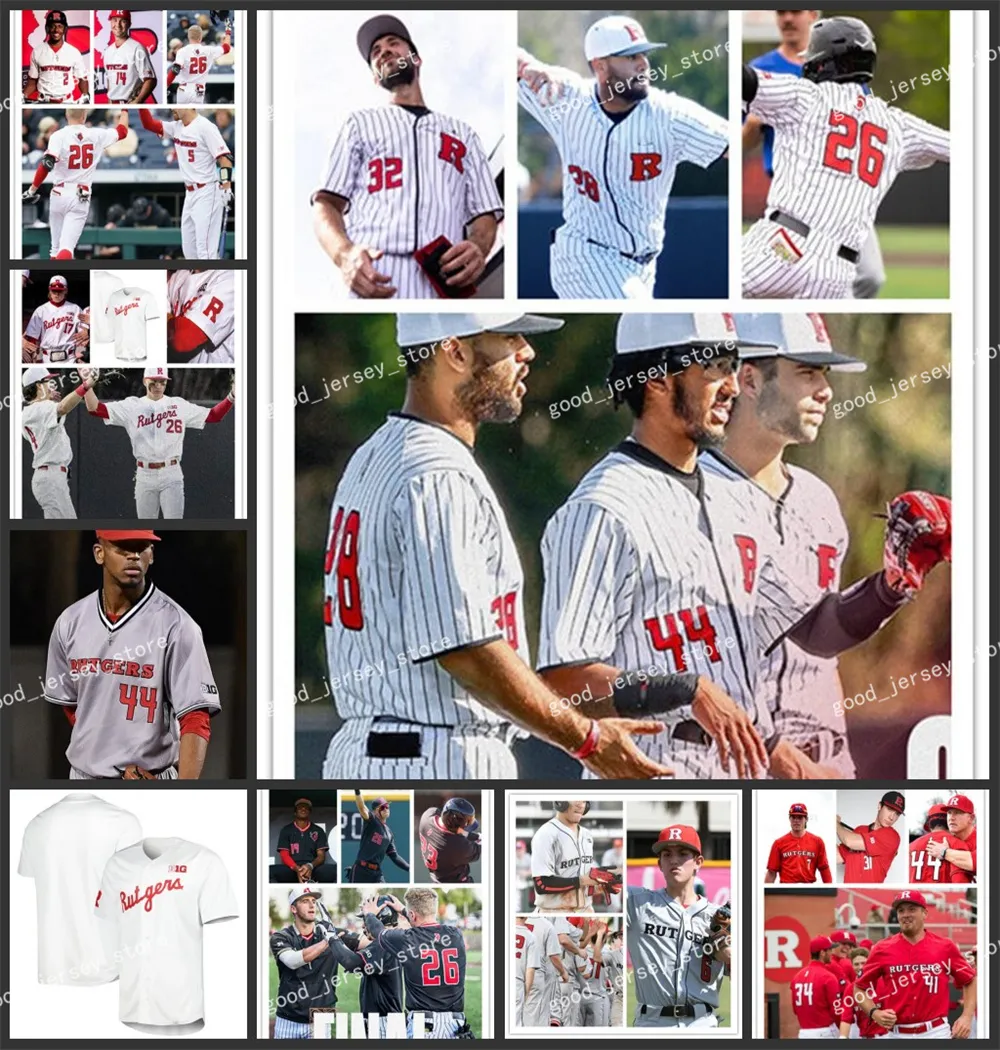 Joe Mazza Garrett French Jersey Sam Poroy Wyatt Parlamentet Ethan Bowen Andrew Goldan Rutgers Scarlet Knights Baseballtröjor Anpassade Ed Mens Youth