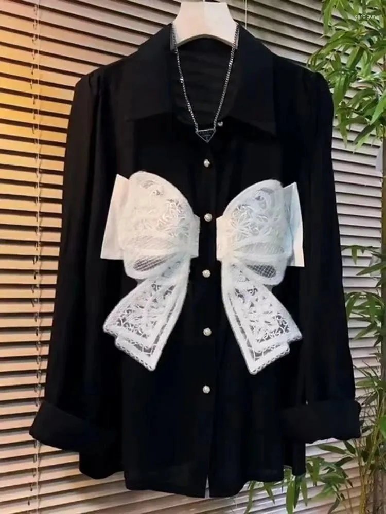 Blouses Femmes Femmes Vêtements Vintage Bow Mode Cardigan Printemps Autuon Sweet Gothic Chemises Femme Surdimensionné Tuniques Lâches Streetwear