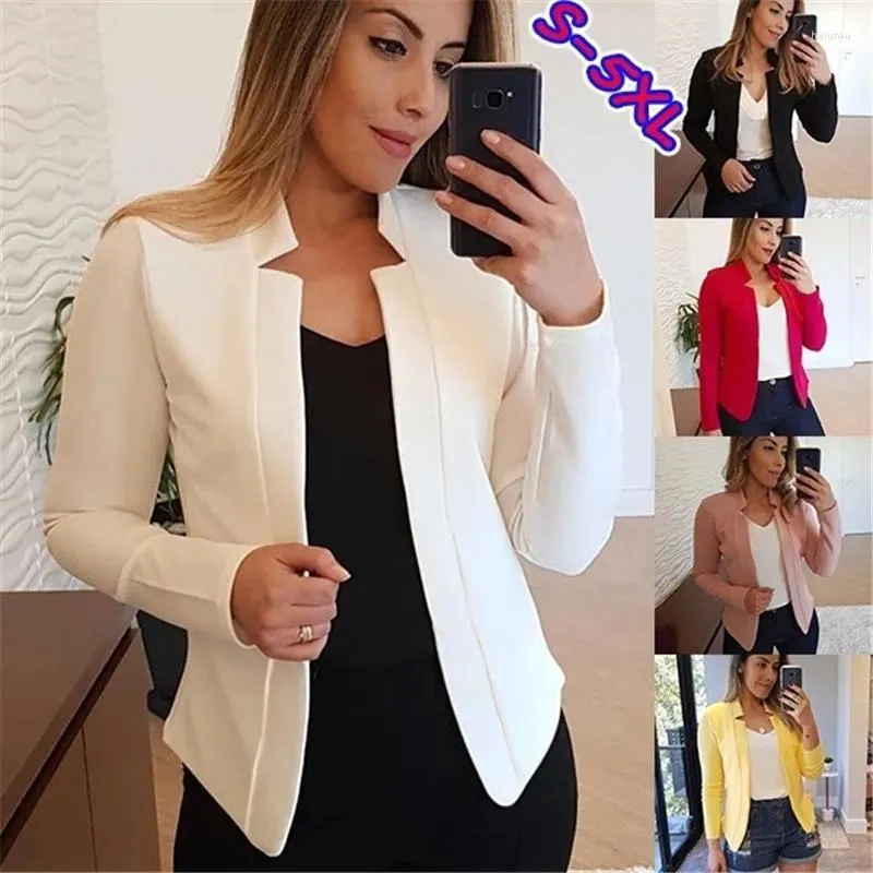 Kadınlar Suits Kadınlar İnce Beyaz Blazers Sonbahar 2024 Kadın Yaz Blazer Uzun Kollu Açık Dikiş Ol kadın İnce Katlar Femme Bayanlar Siyah Tops