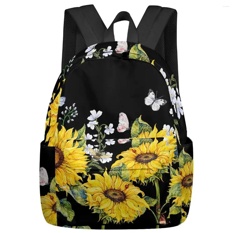 Rucksack Park Sonnenblume Blume Schmetterling Frauen Mann Rucksäcke Wasserdichte Schule Für Studenten Jungen Mädchen Laptop Taschen Mochilas