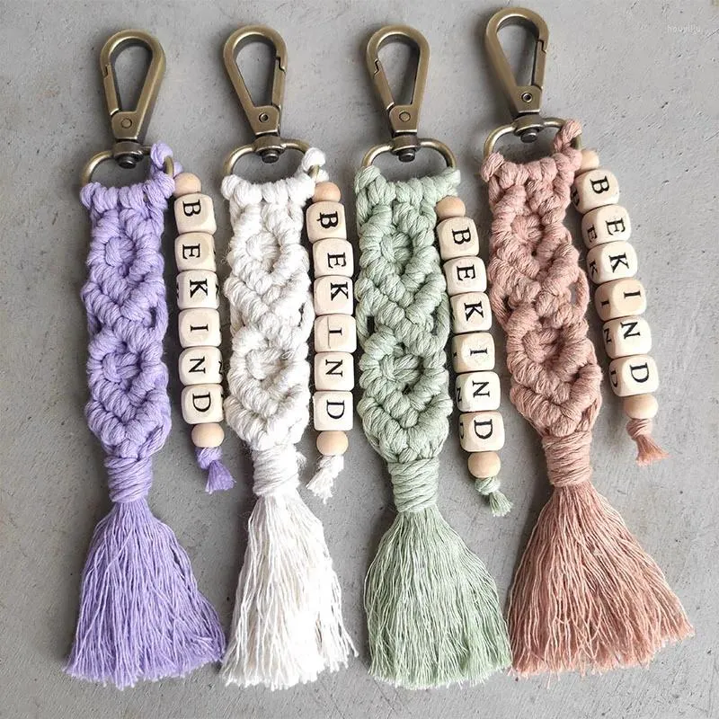 Portachiavetti fatti a mano in tessuto in legno tassel tassel marginale catena di tastiera mamma accessorio per la mamma sii gentile regalo