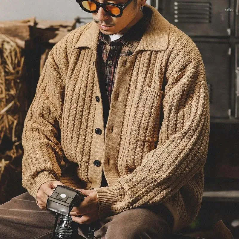 Pulls pour hommes Cardigans d'hiver pour hommes coréen Vintage tricot mode tendance lâche pull décontracté rayé tricots vêtements d'extérieur