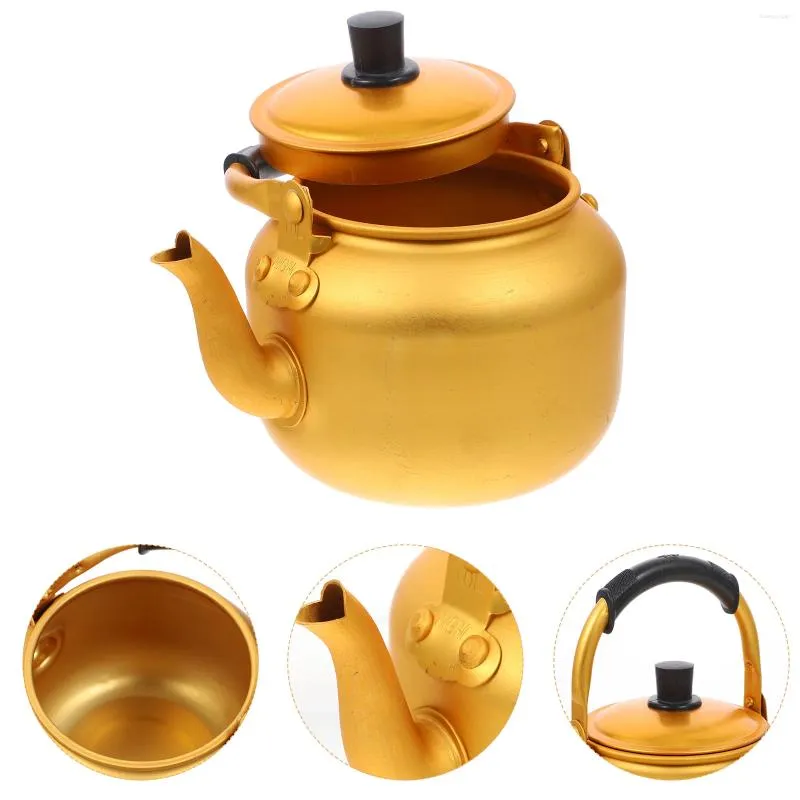 Ensembles de vaisselle bouilloire à thé cuisinière théière sifflement bouilloires en aluminium Vintage coréen jaune pour Makgeolli riz maison Camping (