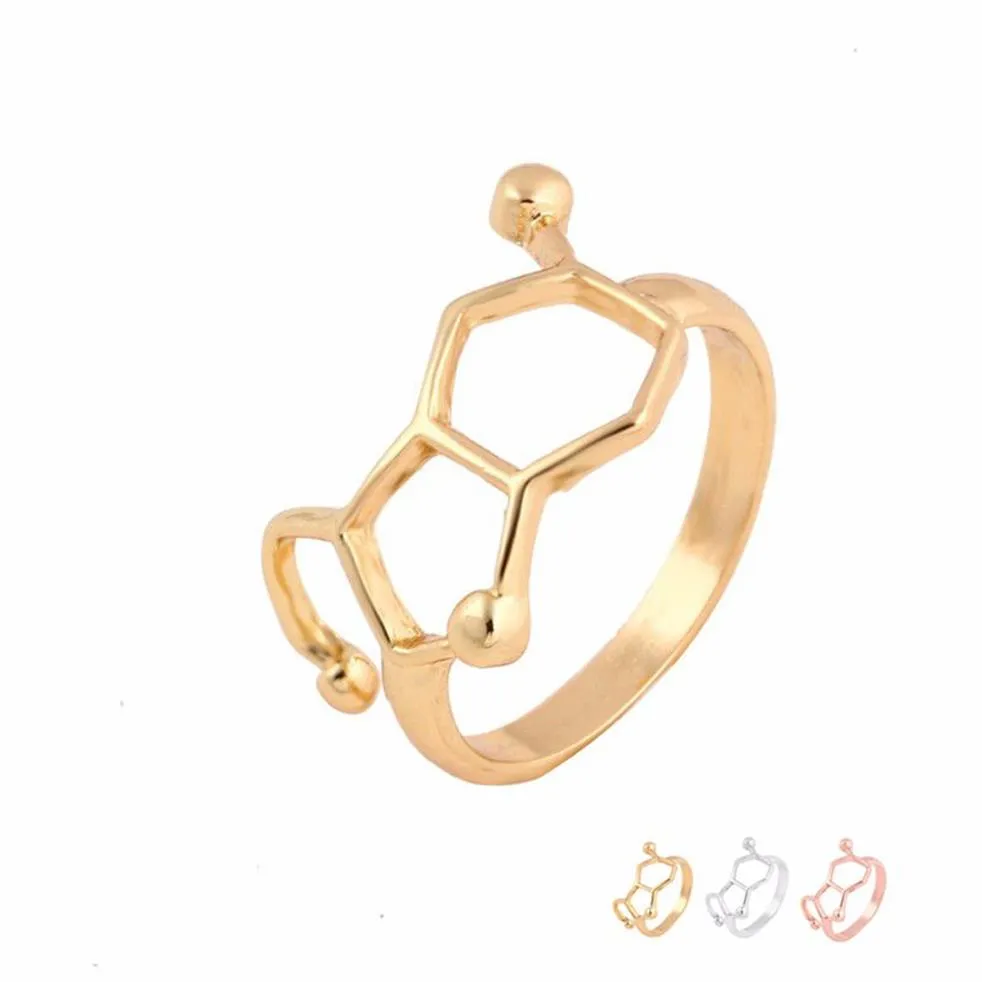 Everfast 10pc lot Whole Molecule Ring Chemistry Jewelry Neurotransmitter Science Women Men Finger Rings Can Mix Color EFR0763344