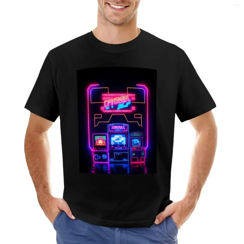 Camisetas sin mangas para hombre Camiseta clásica de neón Arcade Ropa de anime Camisas lindas de entrenamiento para hombre