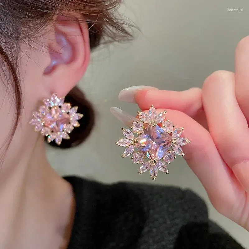 Dangle Earrings Snow Flower Luxury Jewelry Zircon For Women Cute Fashion Accessories Bride Wedding Engagement Gift
