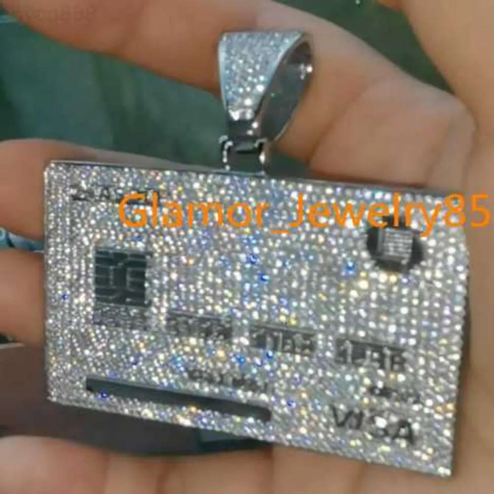 Tester di vendita calda personalizzato Vvs Moissanite Diamond Credit Card Sier Ciondolo placcato in oro Gioielli Hip Hop da uomo