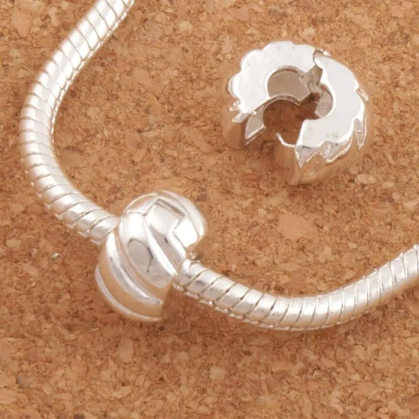 10mm Silver Plated Tone Pumpkin Stopper Big Hole Beads Clip 30Pcs lot Fit European Charm Bracelets Metals Jewelry DIY L1749186q