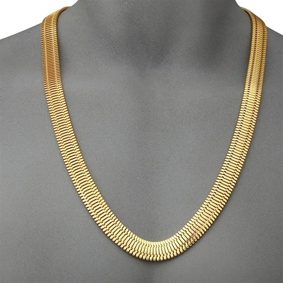 75 cm 1/5 cm 18 K Oro Electroplate Cadenas de hueso de serpiente Collar para hombre Cadena de espina de pescado Hip Hop Jewelry288e