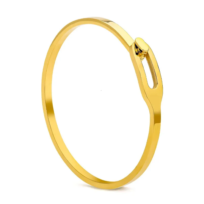VAROLE Minimalistische Uitsparing Manchet Armbanden Armbanden Voor Vrouwen Goud Kleur Rvs Bangle Mode-sieraden 231229