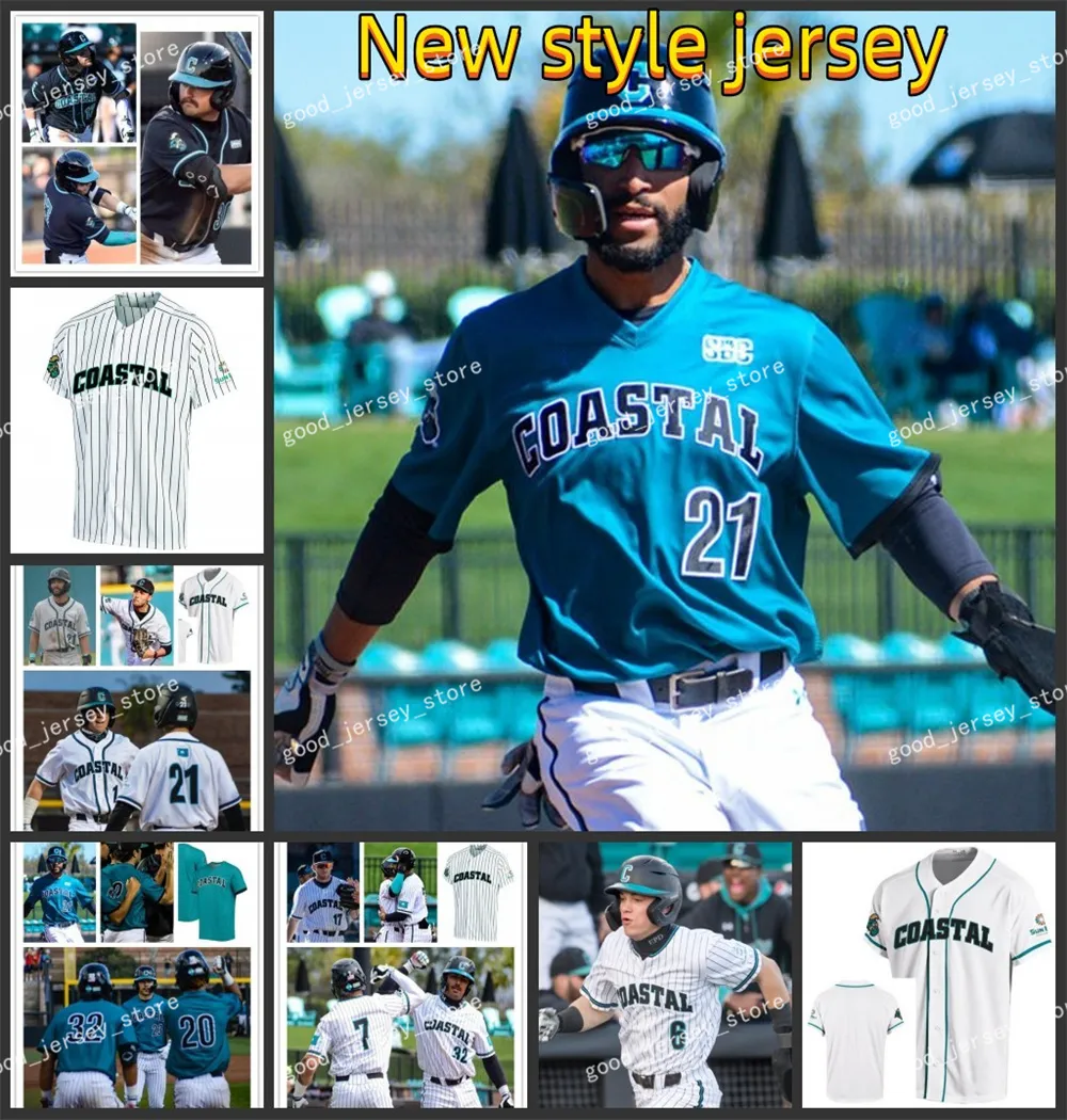 Custom Coastal Carolina Chanticleers Baseball Jersey Jacob Morrison Darin Horn Bryce Shaffer Matthew Potok Levi Huesman أي اسم رقم