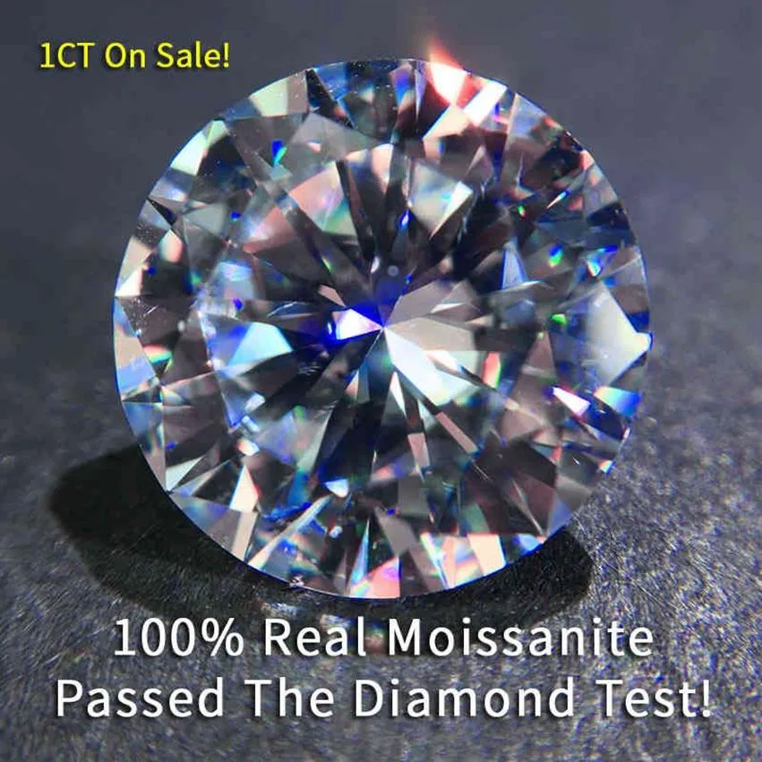 Big Real 1Ct 6 5mm Color De VVS1 3ex Cut Loose Diamond Stone بالكامل Moissanite for Ring2239