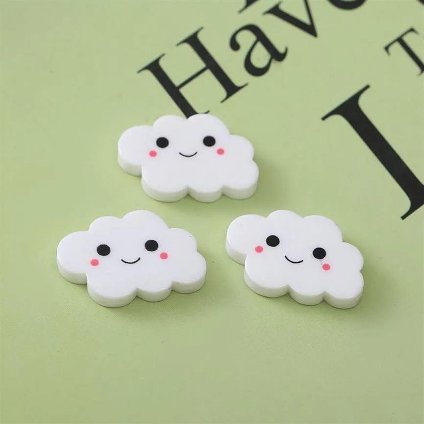 30 pièces 25 16mm composants en résine petit nuage décoration artisanat Kawaii mignon embellissements de cabochon à dos plat pour Scrapbooking bricolage Acc186K