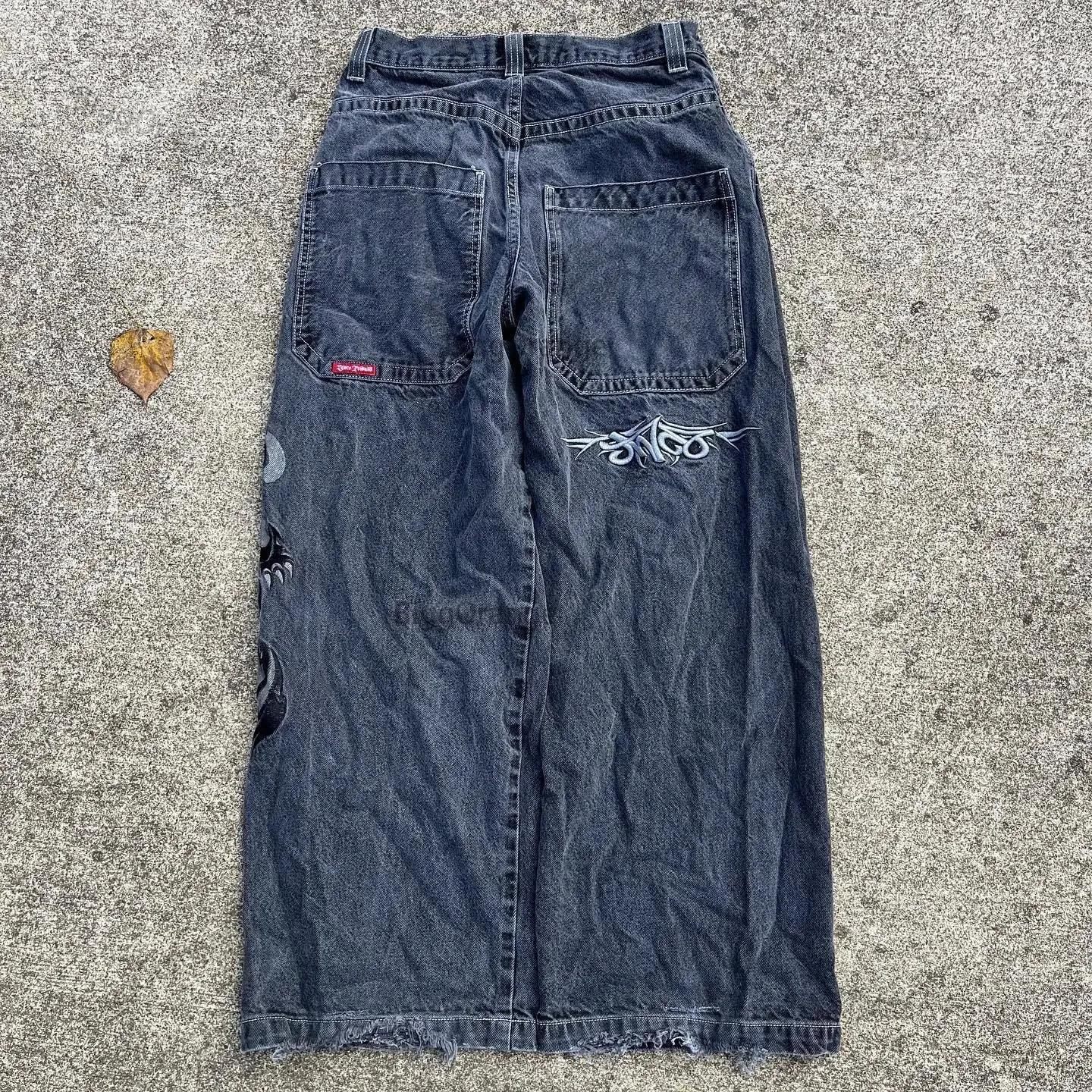JNCO Men's Y2K Harajuku Skull Embroidered Retro baggy