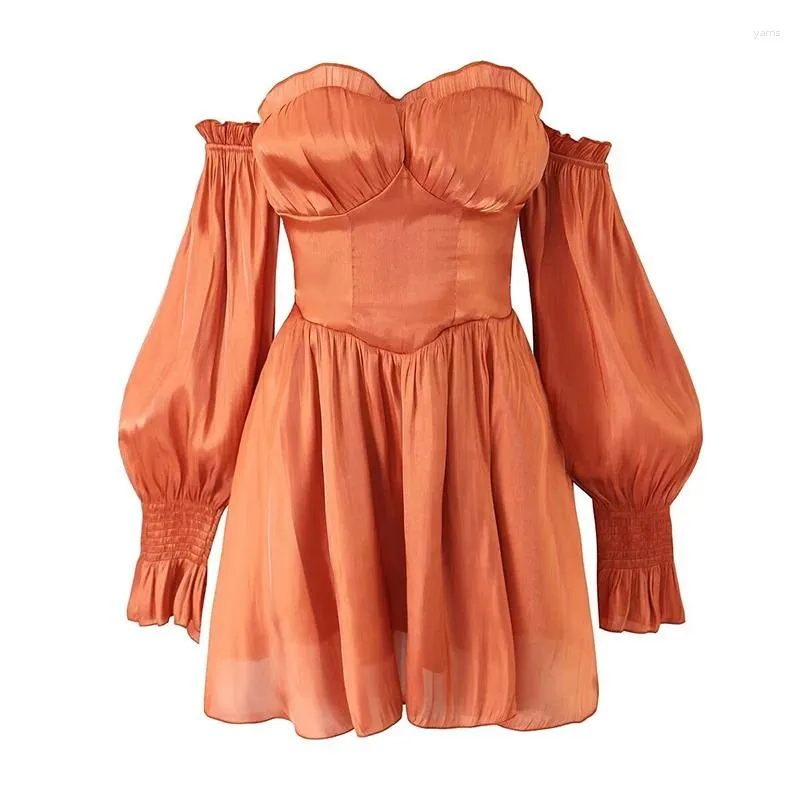 Robes décontractées Yenkye Summer Femmes Sexy Off Épaule Orange Party Mini