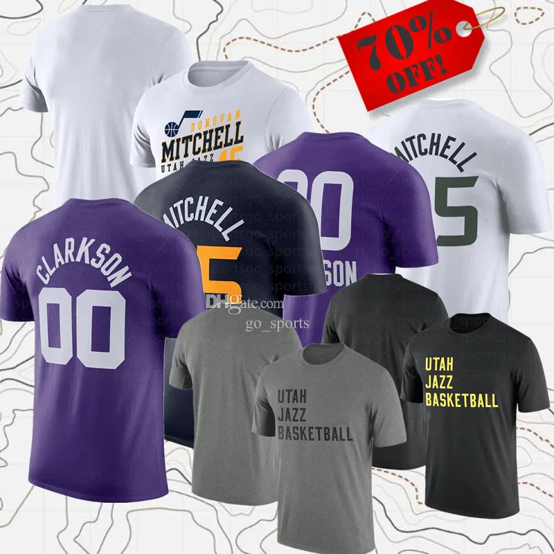 Hommes Femmes Marque Fans Chemises de basket-ball 45 Mitchell 00 Clarkson Tops Tees Adulte Lady Sport T-shirt à manches courtes American Street Vêtements décontractés