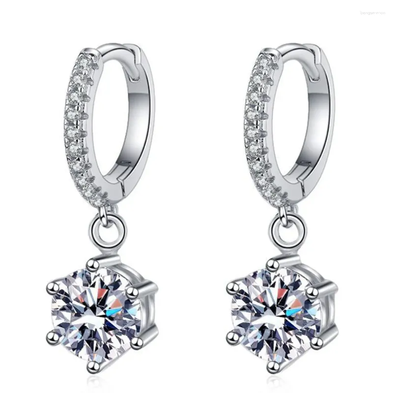 Boucles d'oreilles classiques en argent Sterling 925, couleur D réelle, GRA Moissanite, diamants Zircon 0.5-1CT, bijoux fins pour femmes